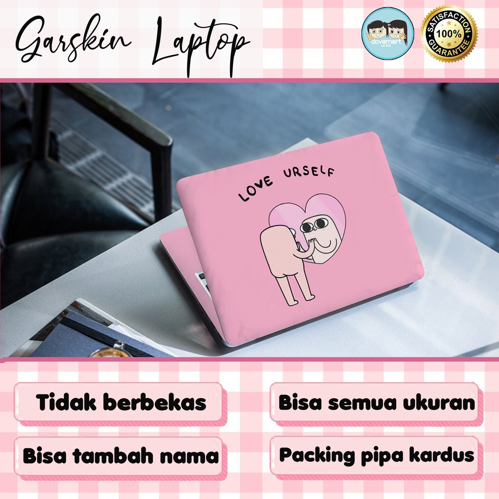 Garskin Laptop Stiker Anti Gores Full Body Pink Custom 10 12 13 14 15 inch Universal Untuk Semua Mer