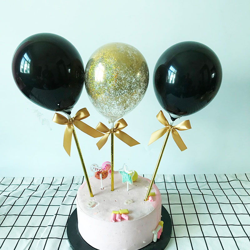 3pcs / set Topper Kue Cupcake Bentuk Balon Untuk Dekorasi Pesta Ulang Tahun / Pernikahan