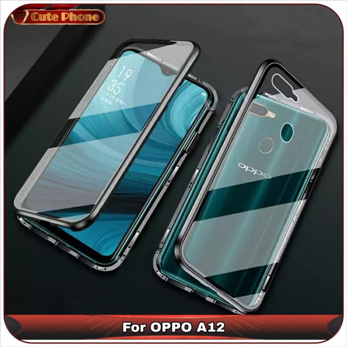 Casing Hard Case OPPO A12 2020 A 12 Full Tempered Glass Metal Magnetic