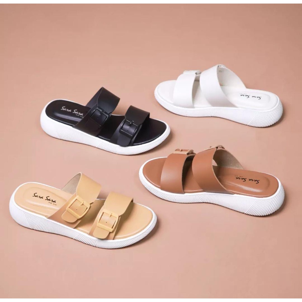 Sandal wanita casual sandal slop kekinian model ban dua sendal cewe casual dan formal