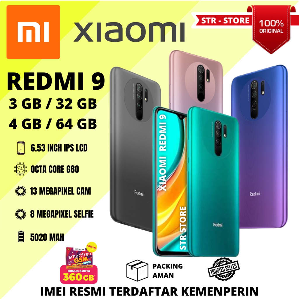 Jual XIAOMI REDMI 9 4/64 GB , XIAOMI REDMI 9 3/32 GB 100% ORIGINAL ...