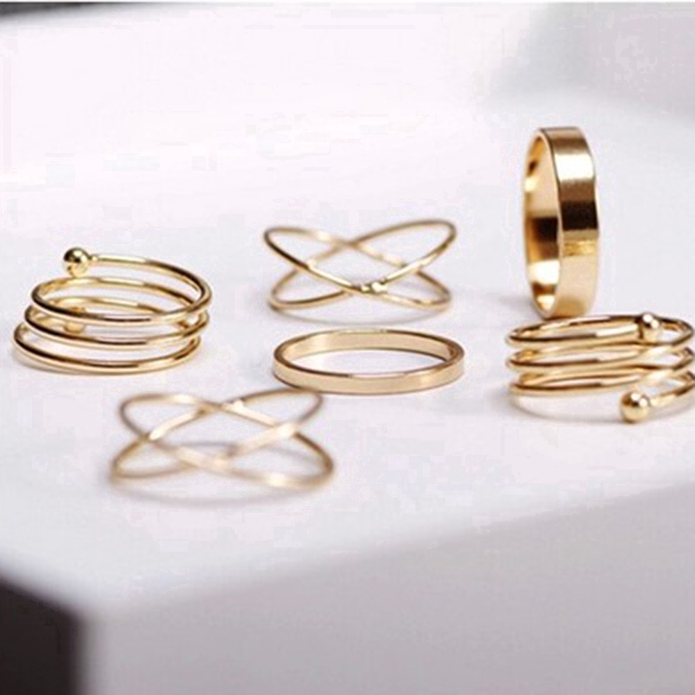 6pcs/set Cincin Gaya Korea Untuk Pernikahan