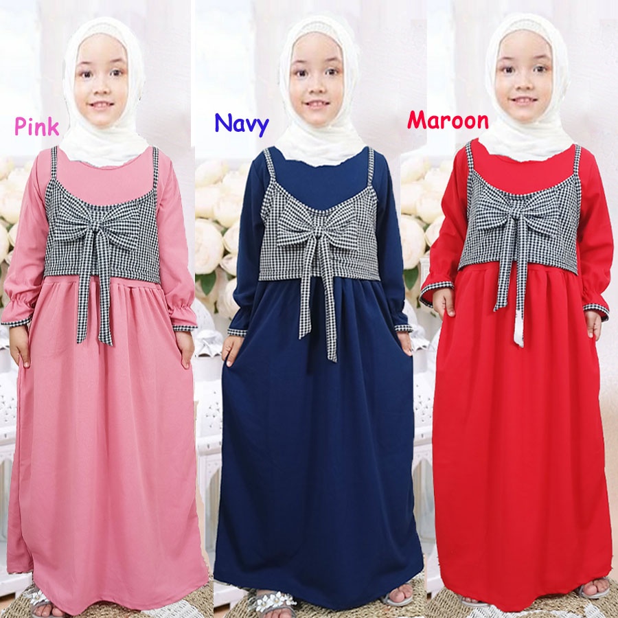 DRESS ANAK MILAYA VEST PITA SAKILA GAMIS MURAH USIA 2-13tahun CARLINA