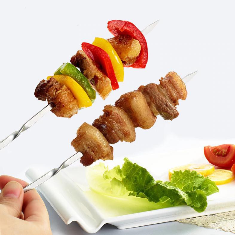 Alat Tusuk Sate Barbeque Stainless Steel Reusable Cooking Tools 1 pcs-ulir