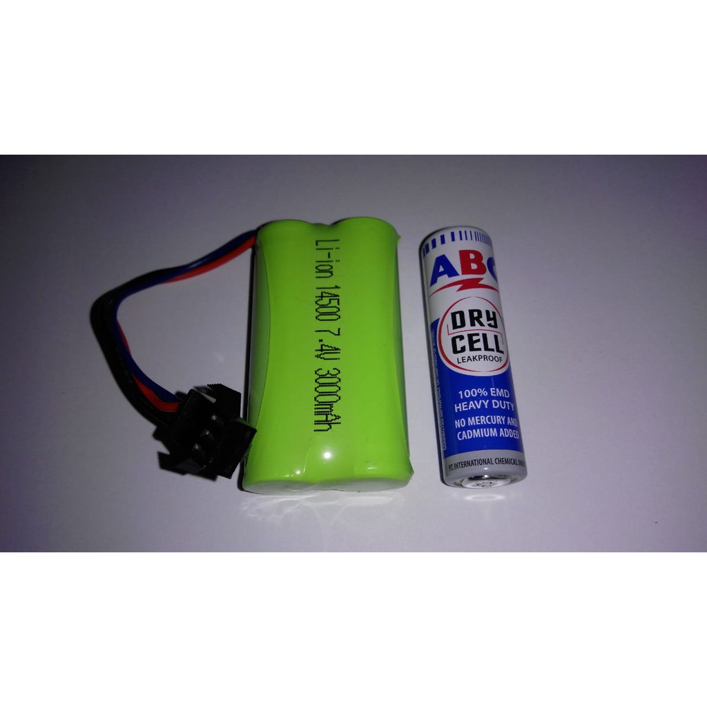 Batre RC Mobil Remot 7.4V 7,4V 3000mAh Socket Hitam 3pin 2x14500