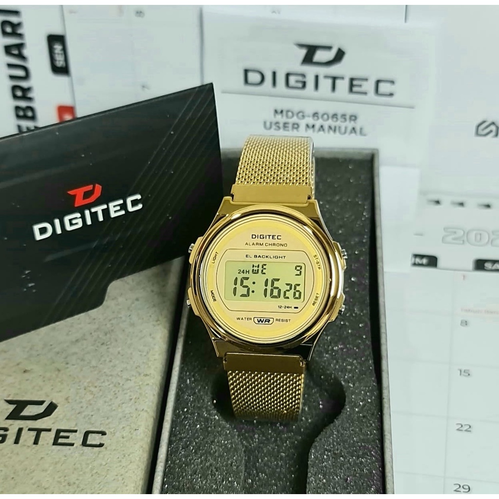 Jam Tangan Wanita Digitec 6065 Digital Rantai Pasir Original Water Resistant