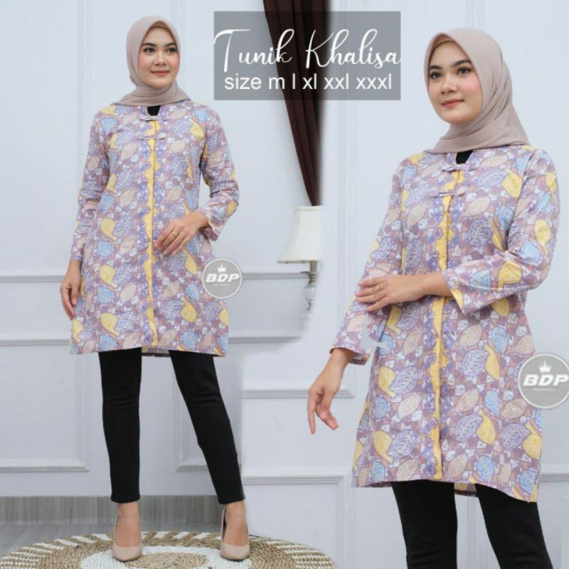 TERLARIS TERMURAH | TUNIK BATIK DIAN PUTRI SERAGAMAN | TUNIK BATIK JUMBO RESLETING DEPAN
