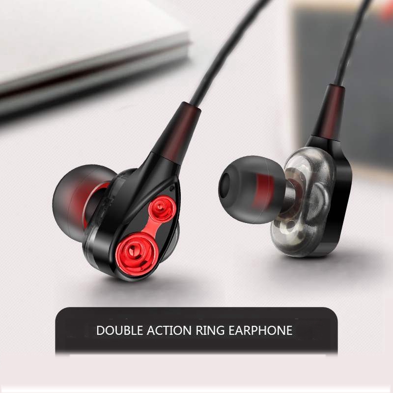 Earphone In-Ear Stereo 3.5mm High Bass Dual Drive dengan Mikrofon untuk Komputer