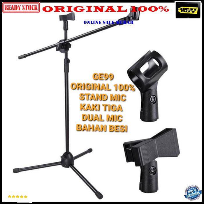 G99 ORIGINAL 100% stand mic besi tiang mik kaki tiga tripod holder standing microphone penyangga universal mikrophone pegangan tempat gantungan karaoke vocal vokalstudio audio sound system profesional pro G99  STAND MIC KAKI TIGA BESI  BISA SEGALA JENIS M