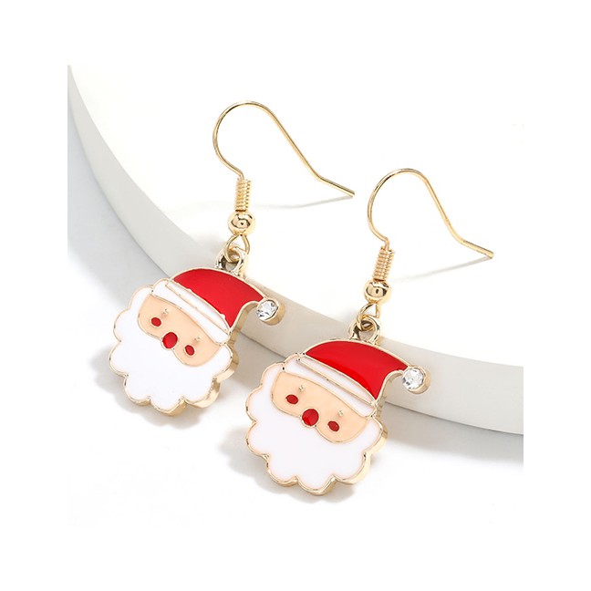 LRC Anting Gantung Natal Fashion Santa Claus Alloy Drip Oil Santa Earrings P14701