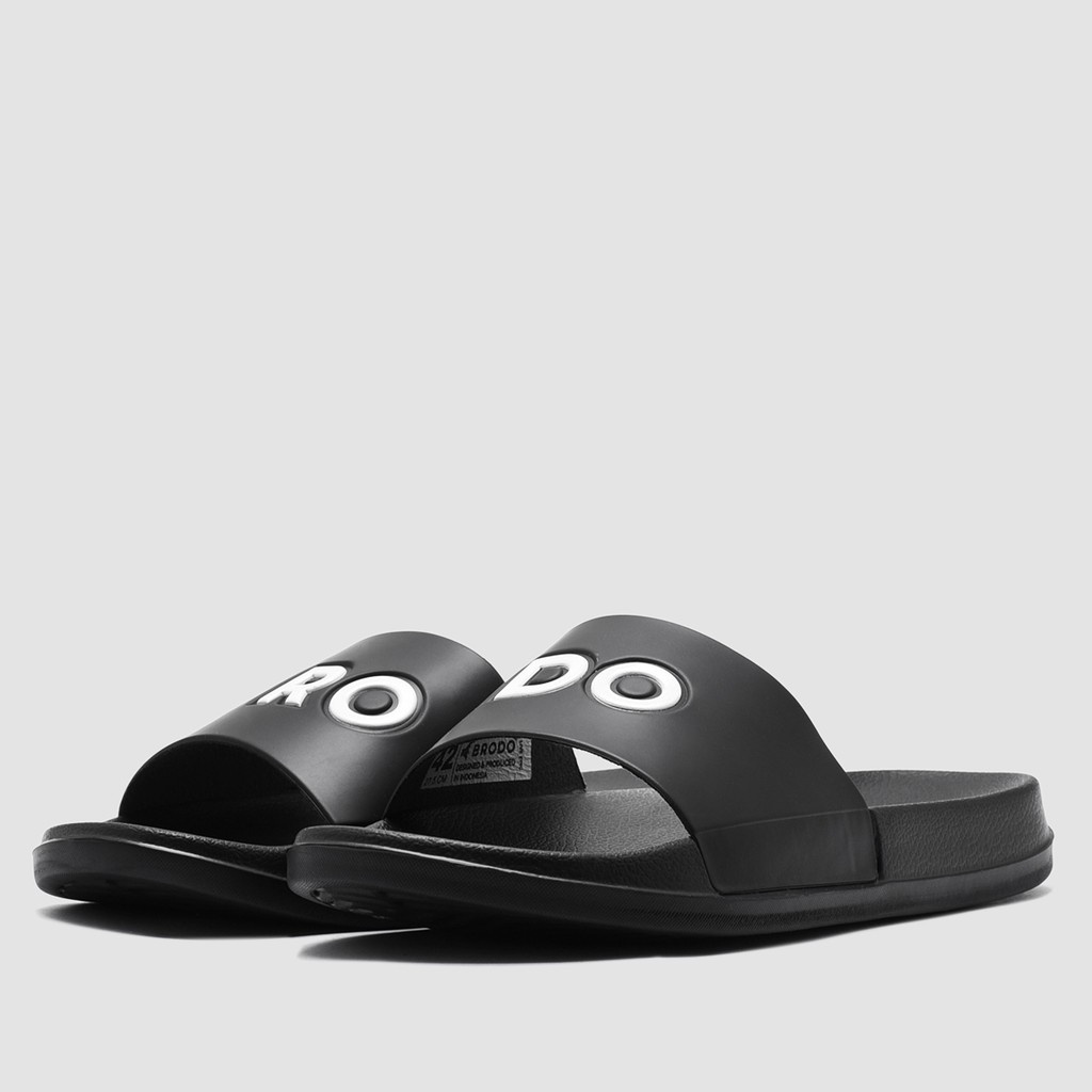 Sandal Slide Pria - Sandal Slip On Pria Casual | BRODO - Sandal Broslides BRO-DO Black White