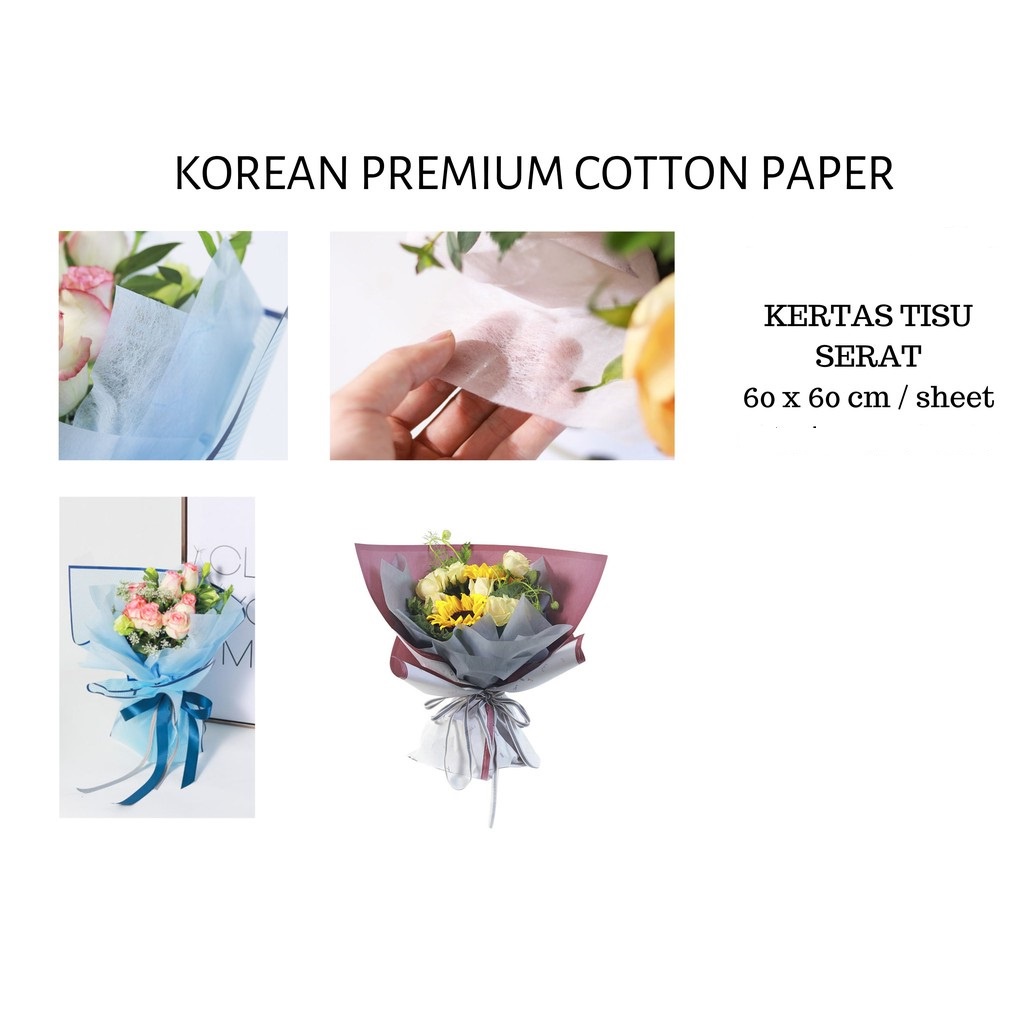 KB04 FLOWER WRAPPING KOREAN PREMIUM COTTON PAPER KERTAS BUKET TISSUE SERAT PEMBUNGKUS BUNGA (ECER) [1KG=200PCS]