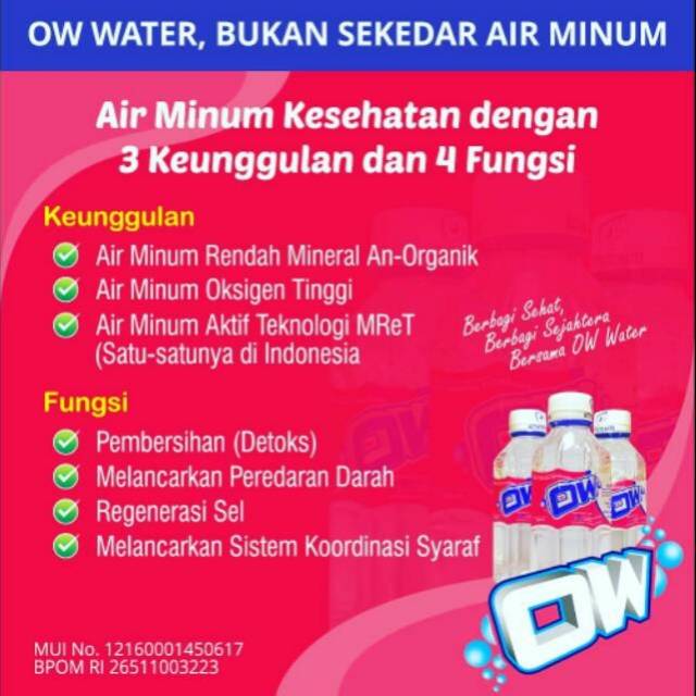 

BONUS MEMBER OTOMATIS Air Minum Ber BPOM & MUI OW WATER - OXXYWATER - MRET WATER