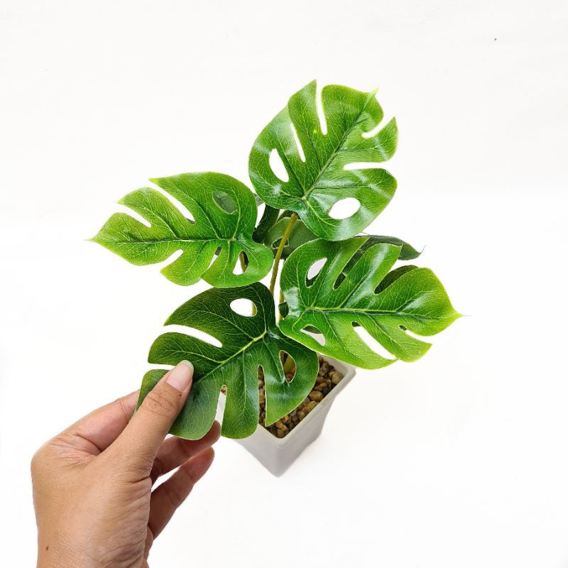 VB10A Hiasan Daun Monstera Plastik Artificial Tanaman Hias Dekorasi