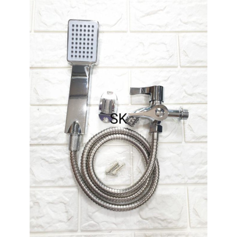 PAKET Hand shower Bonus Kran Cabang - Keran Double Bagus