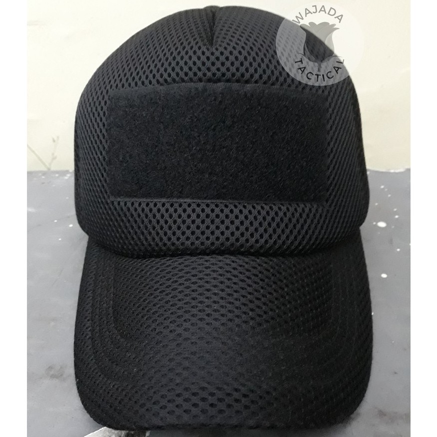 Topi Lapangan Velcro Topi Hitam Tactical TNI POLRI