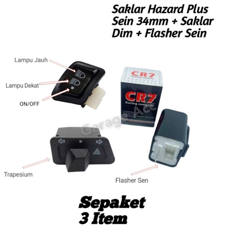 Saklar Hazard Sen Sein Motor Honda Beat Karbu Beat Fi Vario Karbu Vario Fi Dll Plus Flasher Sen Cr 7 Plus Saklar Dim Honda 3 Fungsi