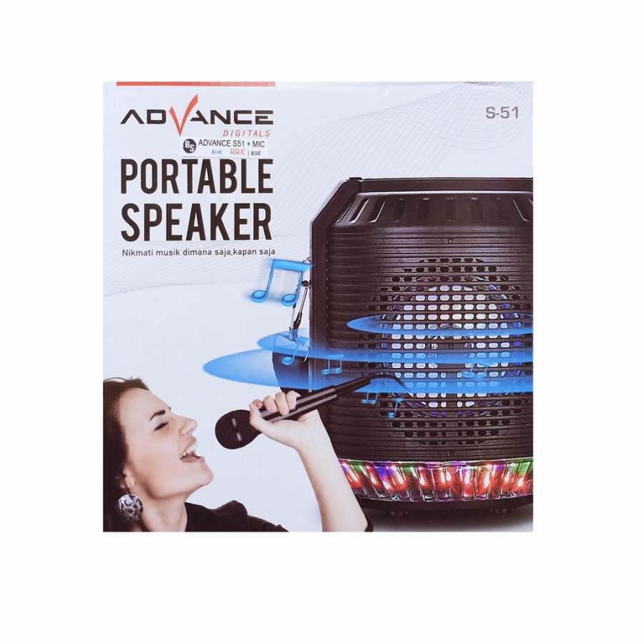 SPEAKER PORTABLE ADVANCE S51 KARAOKE MUSIC BOX