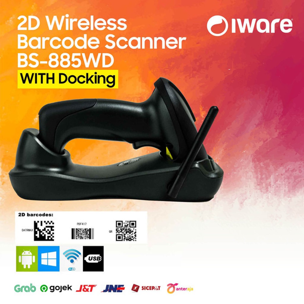 Barcode Scannder Wireless IWARE BS 885WD (QR CODE / PDF417 / E FAKTUR / AZTEC)