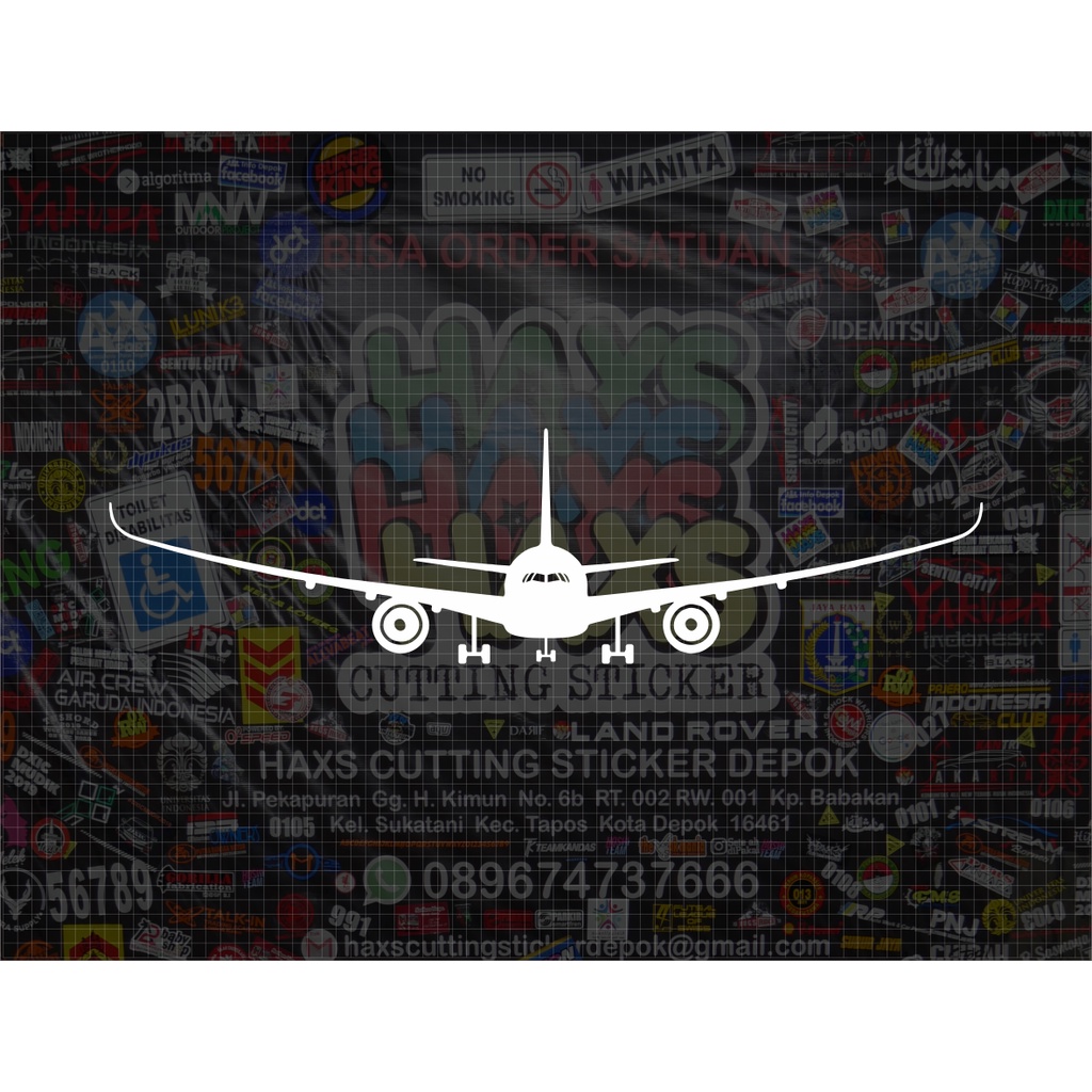 Cutting Sticker Pesawat A350 Kaca Mobil Ukuran Varian 60 Cm