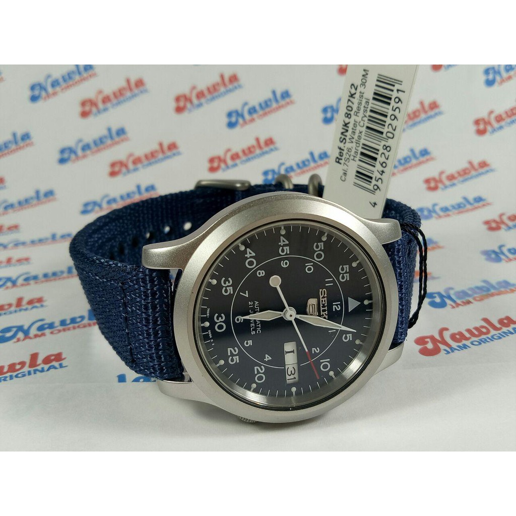 Seiko 5 Automatic SNK807K2 Dark Blue Dial & Nylon | Jam Pria SNK 807