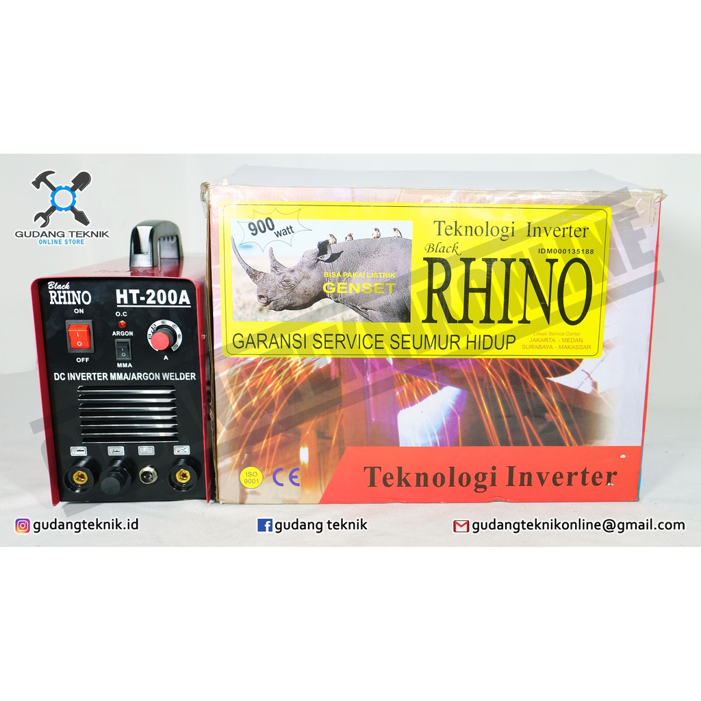 Mesin Las Argon TIG Black Rhino HT-200 Trafo Las Inverter