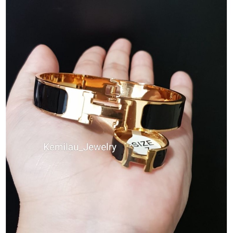 Gelang titanium cincin Titanium H hitam