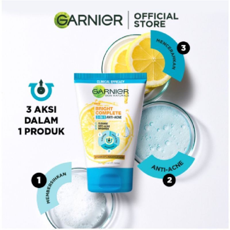 GARNIER Light Bright Complete Brightening | Pure Active | Sakura White Foam | Scrub | GEL Hyaluron 100M