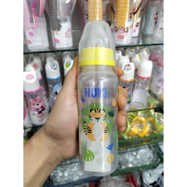 Botol Susu Huki PP Dot Gepeng 240 Ml Dot Orthodontic / Baby Huki Orthodontic Nipple Round PP Bottle