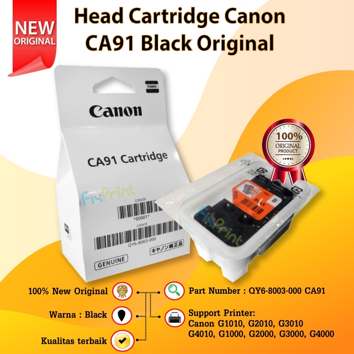 Head Cartridge Printer Canon CA91 BH7  G1000 G2000 G3000 GI-790 Black New Original, Murah