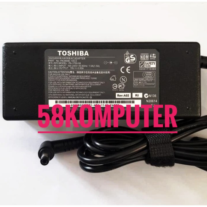 75W 19V 3.95A AC Adapter Charger Toshiba Satellite L300 L505 L505D L555D Series