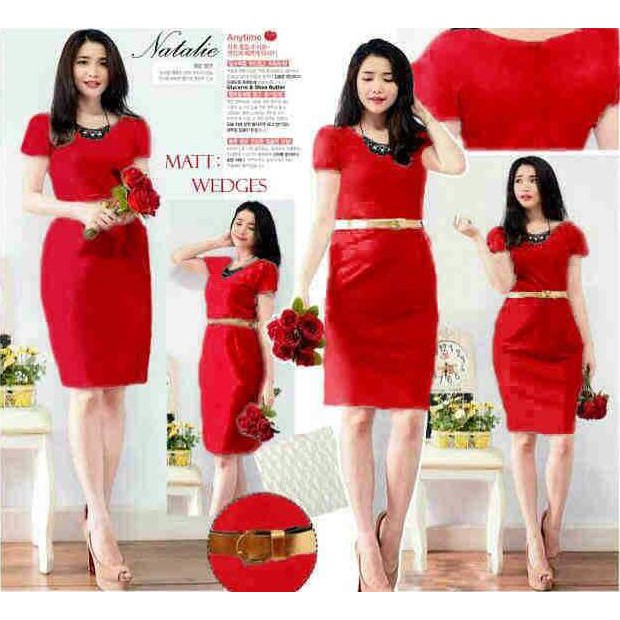 Best Ever Dress Natali/Short Dress/Dress Elegant/Gaun Natal/Busana Wanita - Merah
