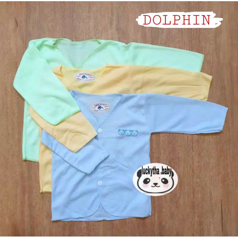 3pc_baju panjang bayi  polos 100% cotton DOLPHIN / baju dolphin panjang polos New born / baju bayi