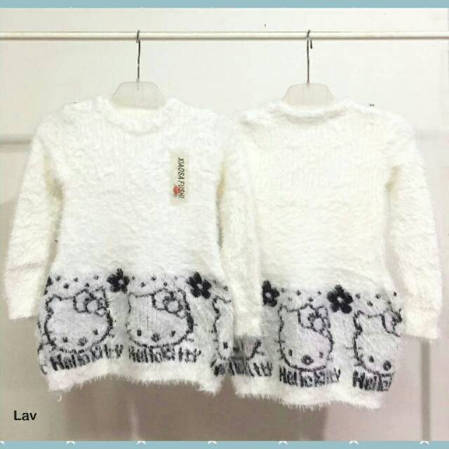 Sweater Import Bulu Warna Putih Anak Perempuan Usia 4-5th / Outer Import Warna Putih Anak Cewek / At