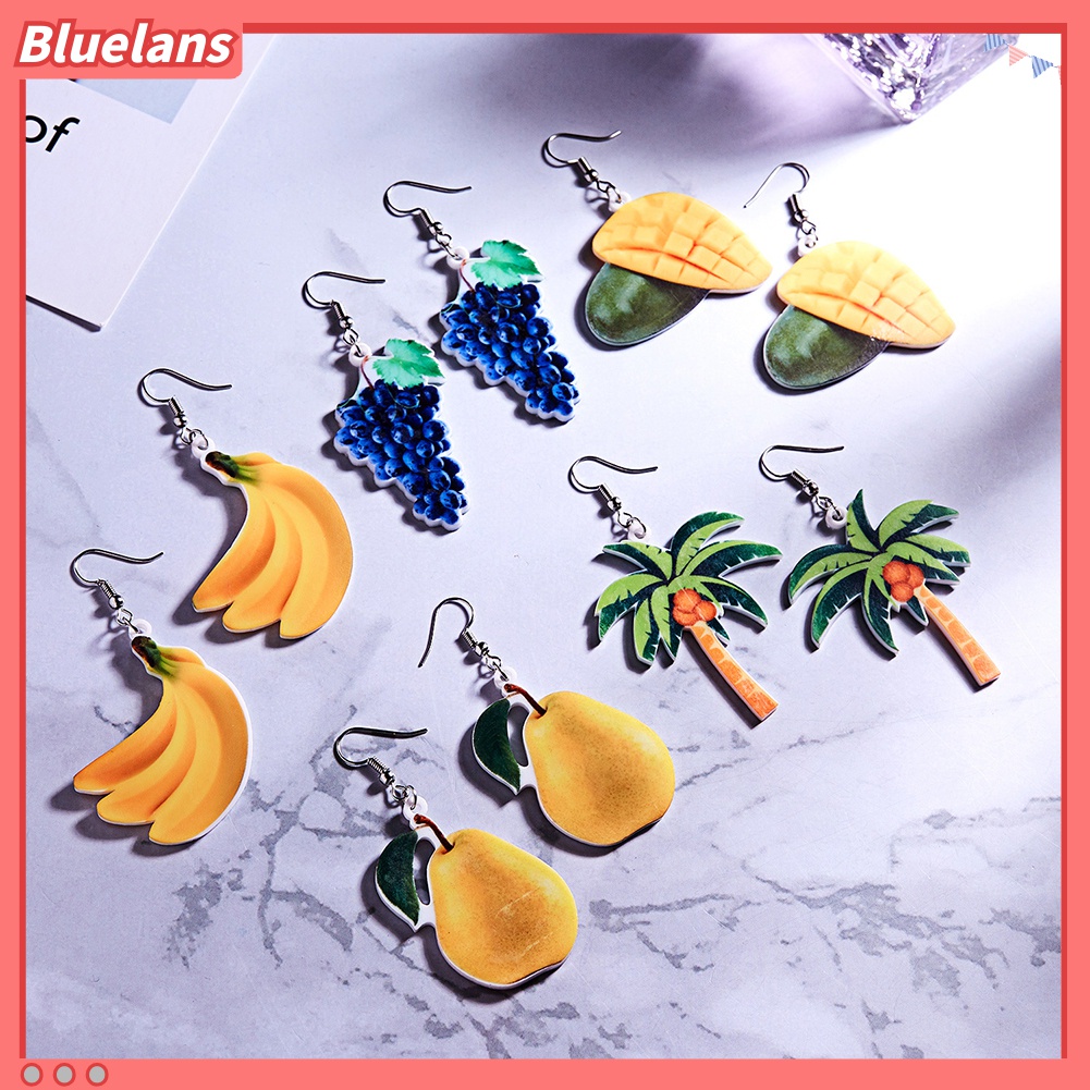 Anting Kait Juntai Wanita Bentuk Buah Peach Anggur Pisang Untuk Musim Panas