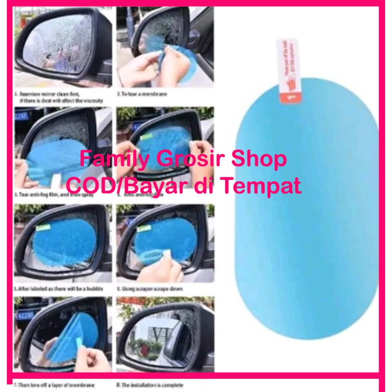 1 Pasang Stiker Anti Air Embun 10x15 Screen Guard Kaca Spion Mobil Fog RainProof Film