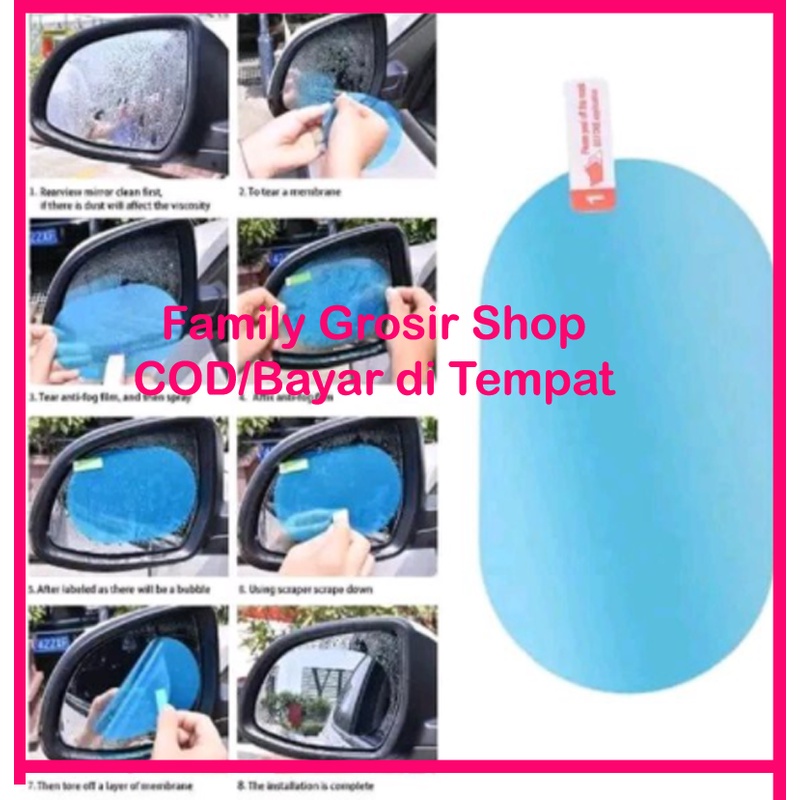 1 Pasang Stiker Anti Air Embun 10x15 Screen Guard Kaca Spion Mobil Fog RainProof Film