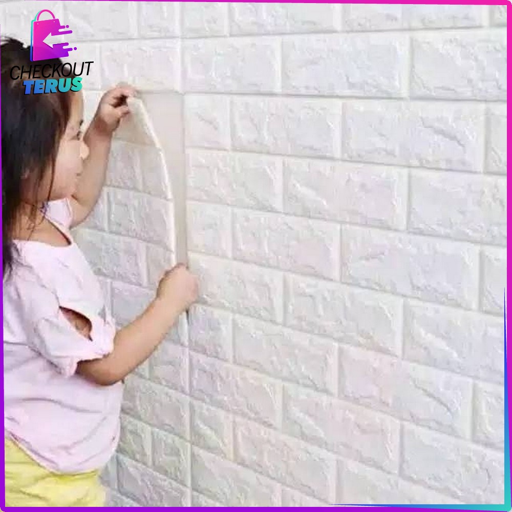 CT C55 C58 Wallpaper Dinding Foam 3D Stiker Dekorasi Dinding Motif Batu Bata dan Kayu Walpaper Dinding Kamar Ruang Tamu Wall Sticker Foam