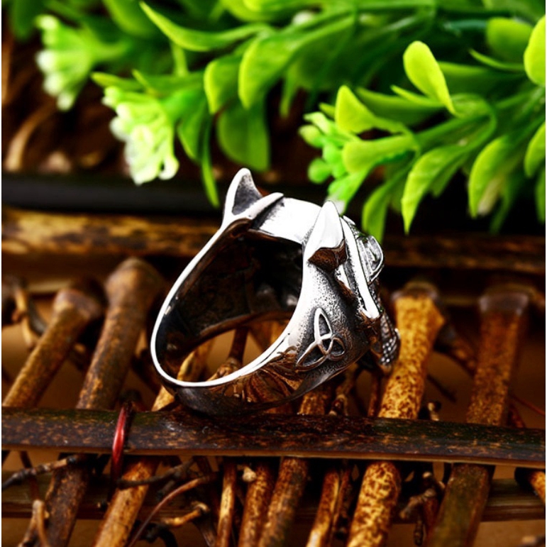 SEUSUK  Viking Nordic Wolf Animal Thor's Hammer Men's Ring Fashion Hot Jewelry