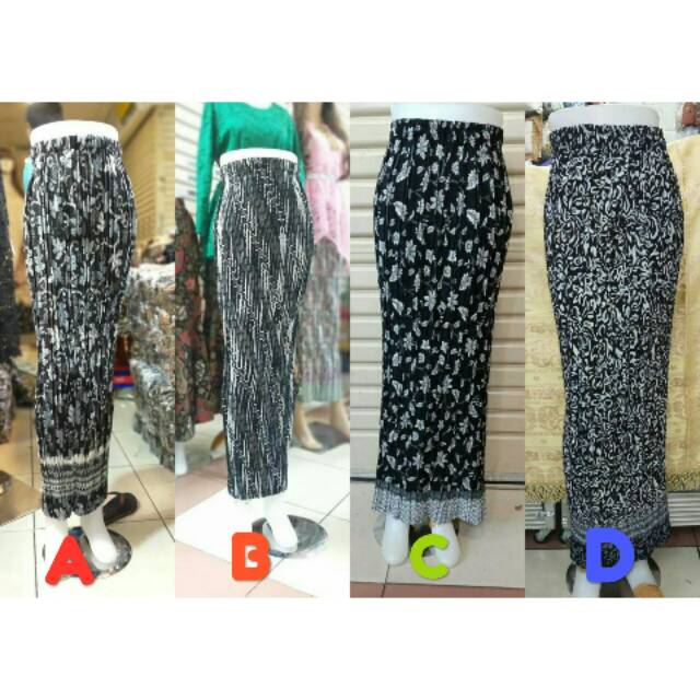 Rok Plisket bawahan kebaya 4 motif hitam putih