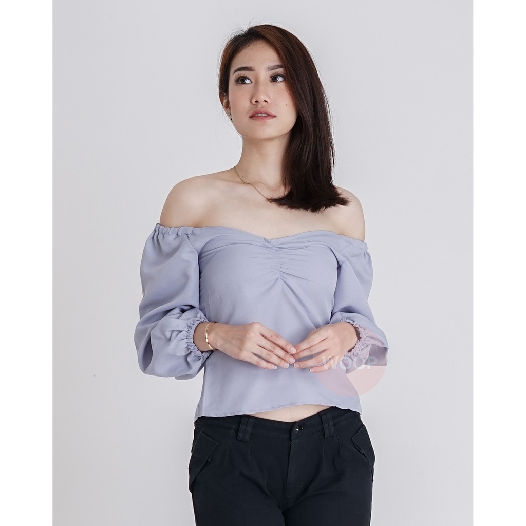 Vneck atasan wanita blouse serut