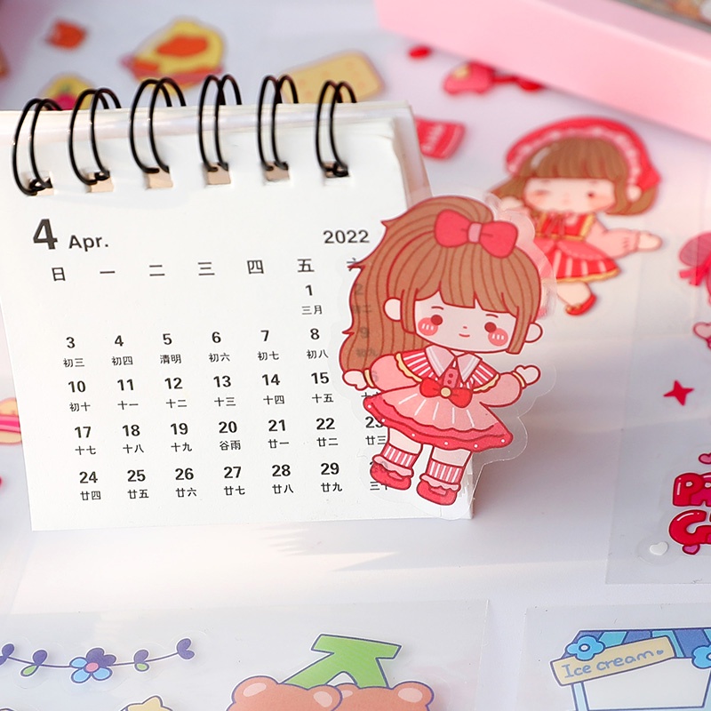 100pcs Stiker Motif Kartun Perempuan Lucu Anti Air Untuk Dekorasi Diary DIY