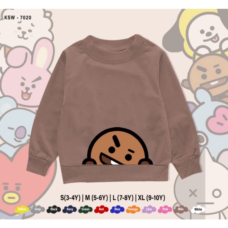 SWEATER ANAK BT21 TATA/RJ/MANG/KOYA/COOKY/SHOOKY/CHIMMY/VAN