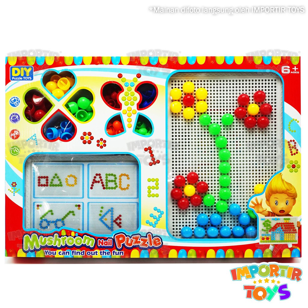 EDUKASI ANAK PUZZLE Paku Jamur 3D Puzzle Jigsaw Mainan Anak Belajar Kreatif!