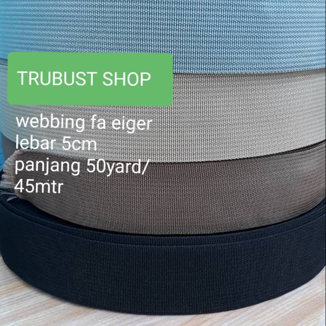 Tali webbing bisban fa lebar 5cm jual per rol 50yard/45mtr