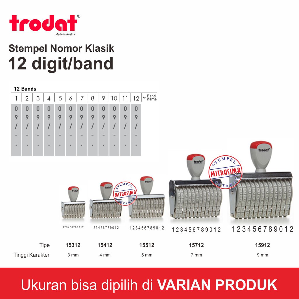 

Stempel klasik nomor merk Trodat 12 digit