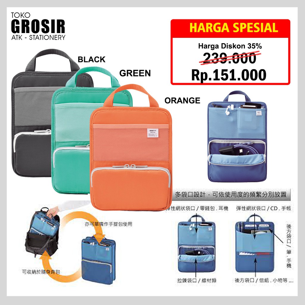 

LIHIT LAB SALE SMART FIT Stand Pocket Bag Organizer (Vertical type) A-7666