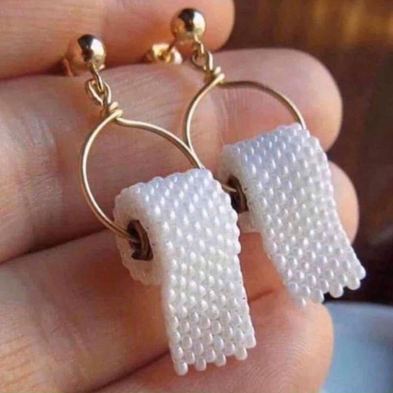 SIY  Pearl Toilet Paper Ear Hooks 3D Paper Earrings Roll Ear Drops Jewellery Gifts