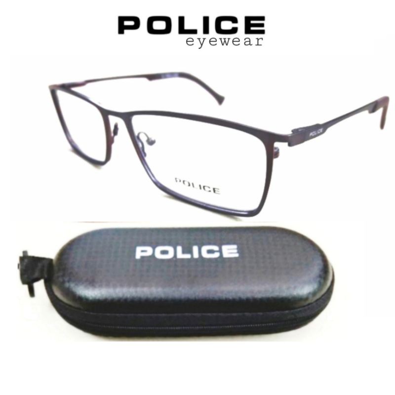 Kacamata Frame Minus Pria Titanium Police C04 S55 Brown - Model Simple dan Elegan