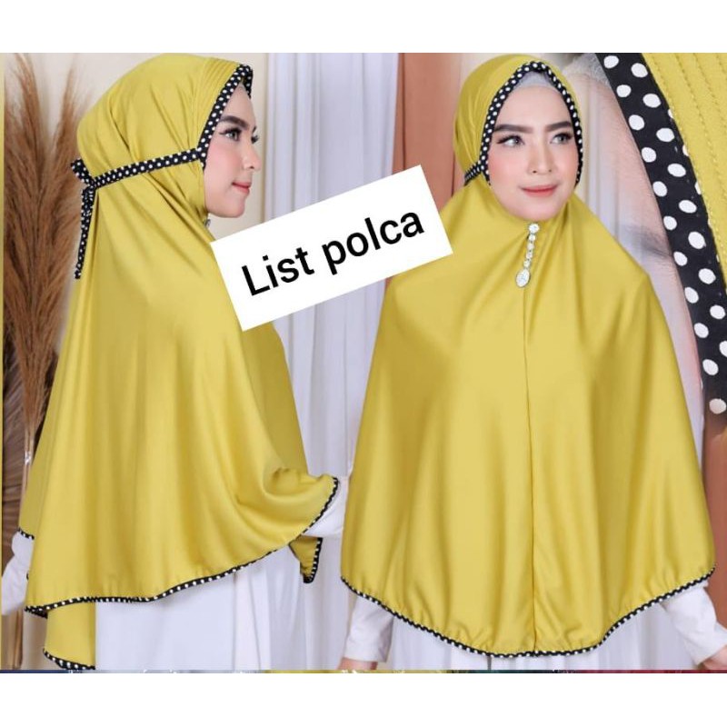 [BISA COD] JILBAB AZKANA LIST POLCADOT / JILBAB AZKANA INSTAN / HIJAB INSTAN AZKANA